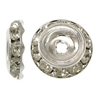 Prás Spacer Bead, dath platanam plátáilte, le rhinestone, nicil, luaidhe & caidmiam saor in aisce, 3x13mm, Poll:Thart 2mm, 500ríomhairí pearsanta/Lot, Díolta De réir Lot