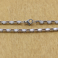 acero inoxidable Collar de cadena, color original, 3mm, longitud aproximado 19 Inch, 10Strandsfilamento/Grupo, Vendido por Grupo