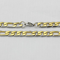 Cruach dhosmálta Muince Slabhra, plátáilte, slabhra Figaro & dhá ton, 16x7x2mm, 12x7x2mm, Fad Thart 24 Inse, 10Snáitheanna/Lot, Díolta De réir Lot