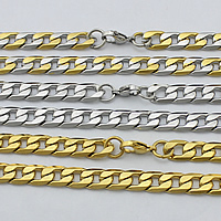 acero inoxidable Collar de cadena, chapado, giro oval, más colores para la opción, 13x8.50x2mm, longitud aproximado 24 Inch, 10Strandsfilamento/Grupo, Vendido por Grupo