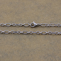 Stainless Steel Chain halskæde, oval kæde, oprindelige farve, 6x3.5x0.5mm, 4x3x0.5mm, Længde Ca. 19 inch, 10Strands/Lot, Solgt af Lot