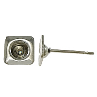 Stainless Steel naušnica post, Nehrđajući čelik, Trg, izvorna boja, 6x6x2.5mm, 0.7mm, Unutarnji promjer:Približno 3mm, 1000računala/Lot, Prodano By Lot