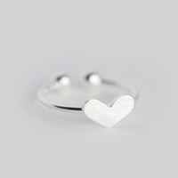 argent sterling 925 Cuff Bague, coeur, ouvert, 8x5mm, Taille:8, 5PC/lot, Vendu par lot