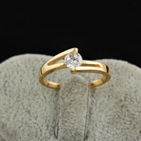 Kubisk Zircon Mässing Finger Ring, äkta guldpläterad, olika storlek för val & med cubic zirconia, nickel, bly och kadmium gratis, 6.50mm, 2PC/Lot, Säljs av Lot