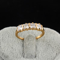 Cubic cirkónium Brass Finger Ring, Sárgaréz, valódi aranyozott, különböző méretű a választás & cirkónia, nikkel, ólom és kadmium mentes, 5mm, 2PC-k/Lot, Által értékesített Lot