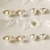 Trendy ear cuffs, ABS kunststof parel, met Zinc Alloy, Ronde, plated, meer kleuren voor de keuze, 12x11mm, Verkocht door PC