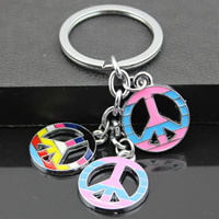 Cink Alloy Key Chain, s željezni kolut, Logo Mir, platine boja pozlaćen, emajl, dovesti i kadmija besplatno, 20mm, Rupa:Približno 32mm, Dužina Približno 3-3.5 inčni, 3pramenovi/Torba, Prodano By Torba