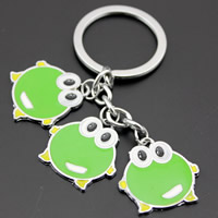 Zinc Alloy Key Chain, med jernring, Frog, platin farve forgyldt, emalje, bly & cadmium fri, 26x26mm, Hole:Ca. 32mm, Længde Ca. 3-3.5 inch, 3Strands/Bag, Solgt af Bag