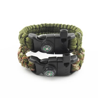 Survival Armbanden, 550 Paracord, met Plastic, met brand starter & met fluit & met kompas, meer kleuren voor de keuze, 20mm, Lengte Ca 10 inch, 10strengen/Lot, Verkocht door Lot