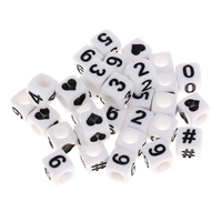 Numero Acrylic Bead, acrilico, Cubo, modello misto, 6mm, Foro:Appross. 3mm, Appross. 2800PC/borsa, Venduto da borsa