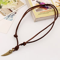 Men Necklace Cowhide with Zinc Alloy antique bronze color plated adjustable & for man 3mm Length Approx 16 Inch Sold By Lot