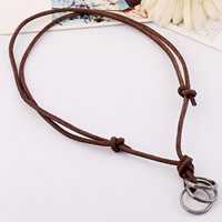 Men Necklace Cowhide with Zinc Alloy antique silver color plated adjustable & for man 3mm Length Approx 15 Inch Sold By Lot