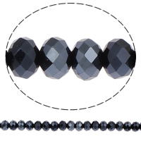 Perles de cristal rondelle, facettes, noir, 10x7mm, Trou:Environ 2mm, Longueur 21.5 pouce, 10Strandstoron/sac, Environ 72PC/brin, Vendu par sac