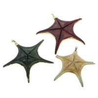 starfish Siogairlín, le bannaí práis, dath an óir plated, daite, dathanna níos mó le haghaidh rogha, 74x8mm-101x96x8mm, Poll:Thart 5x7mm, 5ríomhairí pearsanta/Mála, Díolta De réir Mála