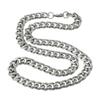 Ruostumaton teräs Kaulakoru, Curb Chain, alkuperäinen väri, 10.50x13.50x3mm, Pituus N. 23 tuuma, 5säikeet/erä, Myymät erä