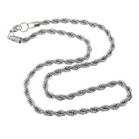 Stainless Steel Chain Ogrlica, Nehrđajući čelik, konop lanac, izvorna boja, 6mm, Dužina Približno 23 inčni, 10pramenovi/Lot, Prodano By Lot