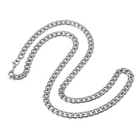 Stainless Steel Chain Ogrlica, Nehrđajući čelik, rubnik lanac, izvorna boja, 7x9x2mm, Dužina Približno 23 inčni, 10pramenovi/Lot, Prodano By Lot