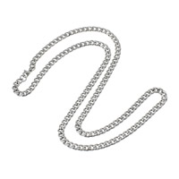 Stainless Steel Chain Ogrlica, Nehrđajući čelik, rubnik lanac, izvorna boja, 5x7x1.50mm, Dužina Približno 23 inčni, 10pramenovi/Lot, Prodano By Lot