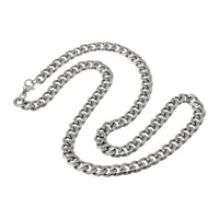 Ruostumaton teräs Kaulakoru, Curb Chain, alkuperäinen väri, 9x12x2.50mm, Pituus N. 23 tuuma, 10säikeet/erä, Myymät erä