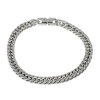 Stainless Steel korut rannerengas, Ruostumaton teräs, Curb Chain, alkuperäinen väri, 7x10x1.50mm, Pituus N. 8.5 tuuma, 10säikeet/erä, Myymät erä