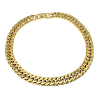 Stainless Steel Chain Necklace gold color plated curb chain Length Approx 23 Inch Sold By Lot