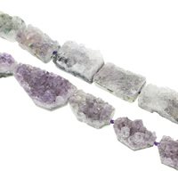 Druzy Perlen, Eisquarz Achat, natürlich, keine, 37x21x10mm-44x24x26mm, Bohrung:ca. 1.5-2mm, ca. 9PCs/Strang, verkauft per ca. 15.5 ZollInch Strang