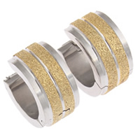 Stainless Steel Huggie Hoop Earring Donut plated two tone & stardust Sold By Bag