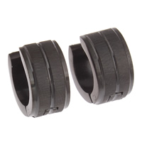 Stainless Steel Huggie Hoop Earring Donut black ionic polished Sold By Bag