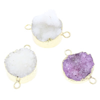 Druzy Connector Ice Quartz Agate with Brass gold color plated natural & druzy style & mixed & 1/1 loop - Approx 3mm Sold By Bag