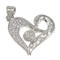 Cubic Zirconia Micro Pave Brass Pendant Heart platinum plated micro pave cubic zirconia nickel lead & cadmium free Approx Sold By Lot