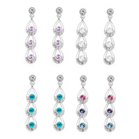 Boucles d'oreilles cristal, alliage de zinc, avec earnut en plastique & cristal, acier inoxydable puce boucle d'oreille, larme, Placage de couleur platine, facettes & avec strass, plus de couleurs à choisir, sans plomb et cadmium, 8-25mm, Vendu par paire