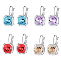 Boucles d'oreilles cristal, alliage de zinc, avec cristal, fer boucle d'oreille dormeuse, cadre, Placage de couleur platine, facettes, plus de couleurs à choisir, sans plomb et cadmium, 8-12mm, Vendu par paire