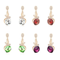 Boucles d'oreilles cristal, alliage de zinc, avec cristal, acier inoxydable puce boucle d'oreille, Plaqué de couleur d'or rose, facettes & avec strass, plus de couleurs à choisir, sans plomb et cadmium, 8-15mm, Vendu par paire