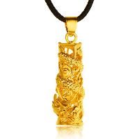 24 K Gold Color Plated Pendant Brass Dragon 24K gold plated vacuum protective color Approx Sold By Lot