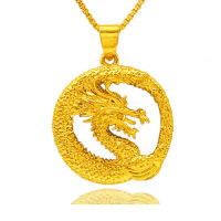 Pendentif plaqué de couleur or 24 K, laiton, dragon, Plaqué d'or 24K, protection pour les couleurs sous vide, 24x26mm, Trou:Environ 3x5mm, 10PC/lot, Vendu par lot