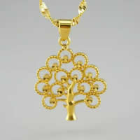 Pendentif plaqué de couleur or 24 K, laiton, arbre, Plaqué d'or 24K, protection pour les couleurs sous vide, 23x31mm, Trou:Environ 3x5mm, 10PC/lot, Vendu par lot