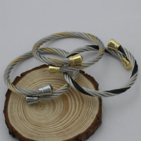 Rozsdamentes acél bangle, Stainless Steel, galvanizált, állítható, több színt a választás, 5mm, Belső átmérő:Kb 54mm, Hossz Kb 6.5 inch, 6PC-k/Lot, Által értékesített Lot