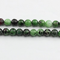 Ruby i Zoisite Bead, Runde, naturlig, forskellig størrelse for valg, Hole:Ca. 0.8mm, Længde Ca. 16 inch, Solgt af Lot