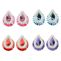 Crystal Earrings Zinc Alloy with Crystal stainless steel post pin Teardrop platinum color plated faceted & with rhinestone lead & cadmium free Sold By Pair