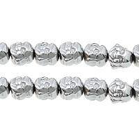 Buddhistiska pärlor, Icke-magnetisk hematit, Buddha, platina pläterad, buddhistiska smycken, 8x8x7mm, Hål:Ca 1mm, Längd Ca 13 inch, 10Strands/Lot, Ca 33PC/Strand, Säljs av Lot