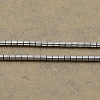 Non-magnetické Hematitové, Non-magnetický hematit, Sloupec, platinové barvy á, 3x3mm, Otvor:Cca 0.5mm, Délka Cca 16 inch, 30přediva/Lot, Cca 124PC/Strand, Prodáno By Lot