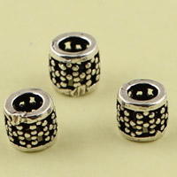 Holle Brass Beads, Messing, Kolom, antiek zilver plated, lood en cadmium vrij, 4.85mm, Gat:Ca 1mm, 10pC's/Bag, Verkocht door Bag