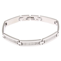 Unisex armbånd, Stainless Steel, oprindelige farve, 25x8x2mm, Solgt Per 8 inch Strand