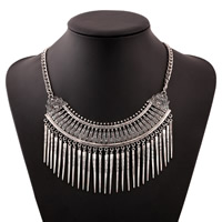 Mode Fringe ketting, Zinc Alloy, met ijzeren ketting, met 6cm extender keten, antiek zilver plated, twist ovale keten, lood en cadmium vrij, 120x85mm, Lengte Ca 16.5 inch, 3strengen/Bag, Verkocht door Bag