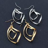 Sinc Alloy Buail Earring, iarann Hook earring, plátáilte, dathanna níos mó le haghaidh rogha, luaidhe & caidmiam saor in aisce, 10x20mm, 3Péirí/Mála, Díolta De réir Mála