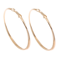 Messing Hoop Earring, guldfarve belagt, nikkel, bly & cadmium fri, 60x63x3mm, Solgt af par