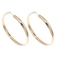 Messing Hoop Earring, guldfarve belagt, nikkel, bly & cadmium fri, 62x65x5mm, Solgt af par