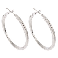 Brass Hoop Earring platinum color plated nickel lead & cadmium free Sold By Pair