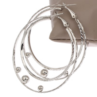 Messing Hoop Earring, platin farve forgyldt, nikkel, bly & cadmium fri, 57x63x6mm, Solgt af par