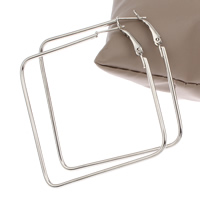 Messing Kreolen, Rhombus, Platinfarbe platiniert, frei von Nickel, Blei & Kadmium, 65x65x52mm, verkauft von Paar